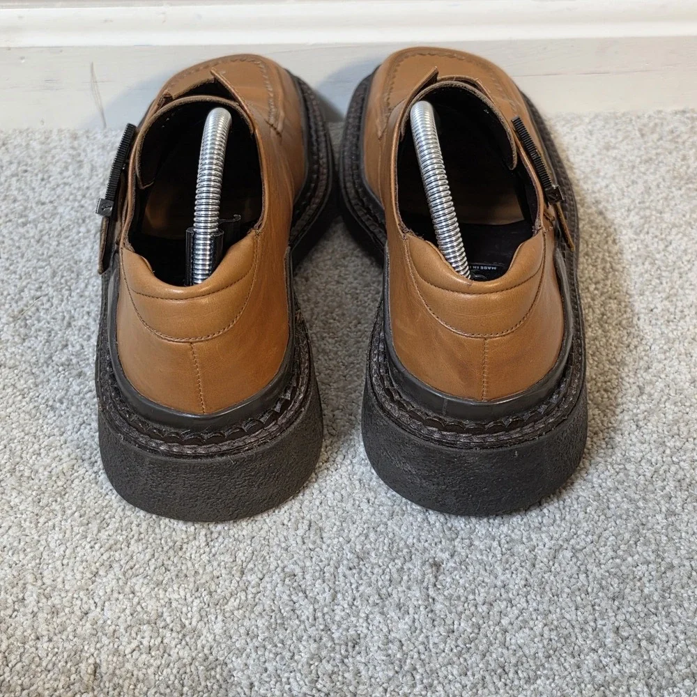 Cesare Paciotti Monk Strap Shoes Men's US 7 EU 40 Tan Leather Platform Italy